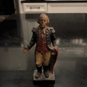Classic Military Officer Sculpture in Red and Black